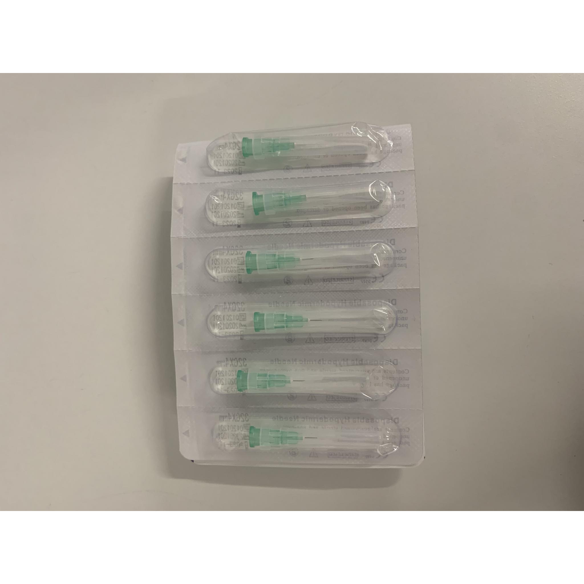 Disposable hypodermic needle 32G x4mm x 1 needle