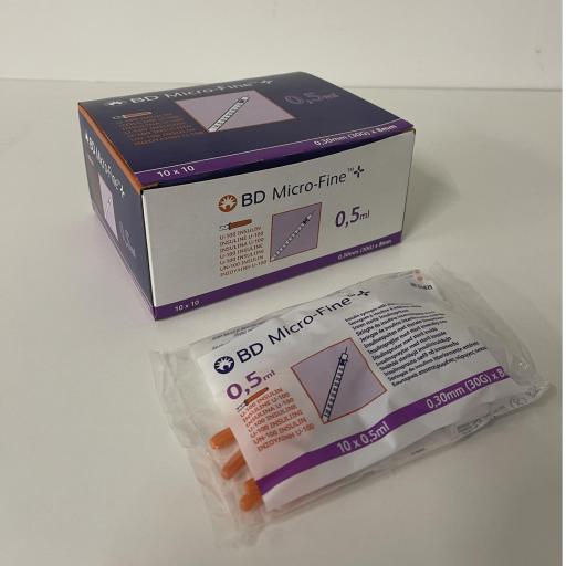 BD Microfine 0.5ml 30G x 8mm 0.3mm orange needles
