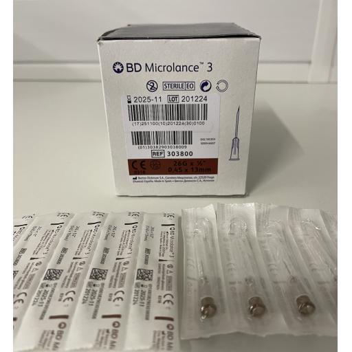 BD Microlance 3 Needles Brown 26g x 1.2" x 100, 13mm x 0.45G
