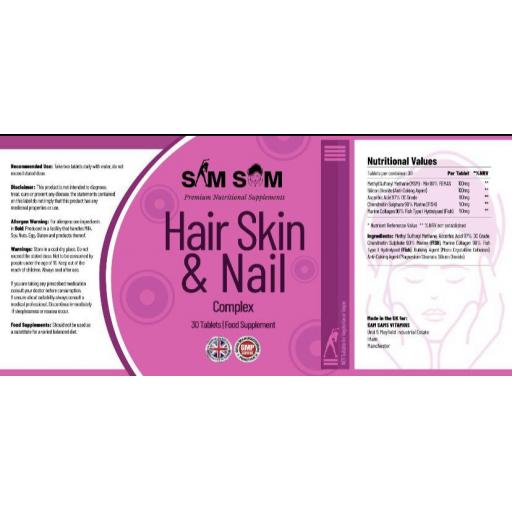 Sam Sam hair skin and nail vitamin- 1 month supply